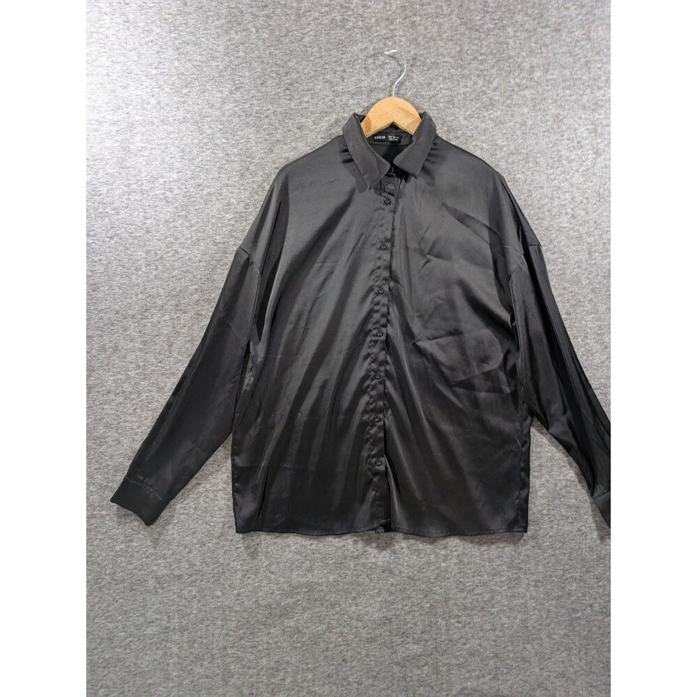 SHEIN Shirt Black Long Sleeve Woman's Collared Button Up Size Medium